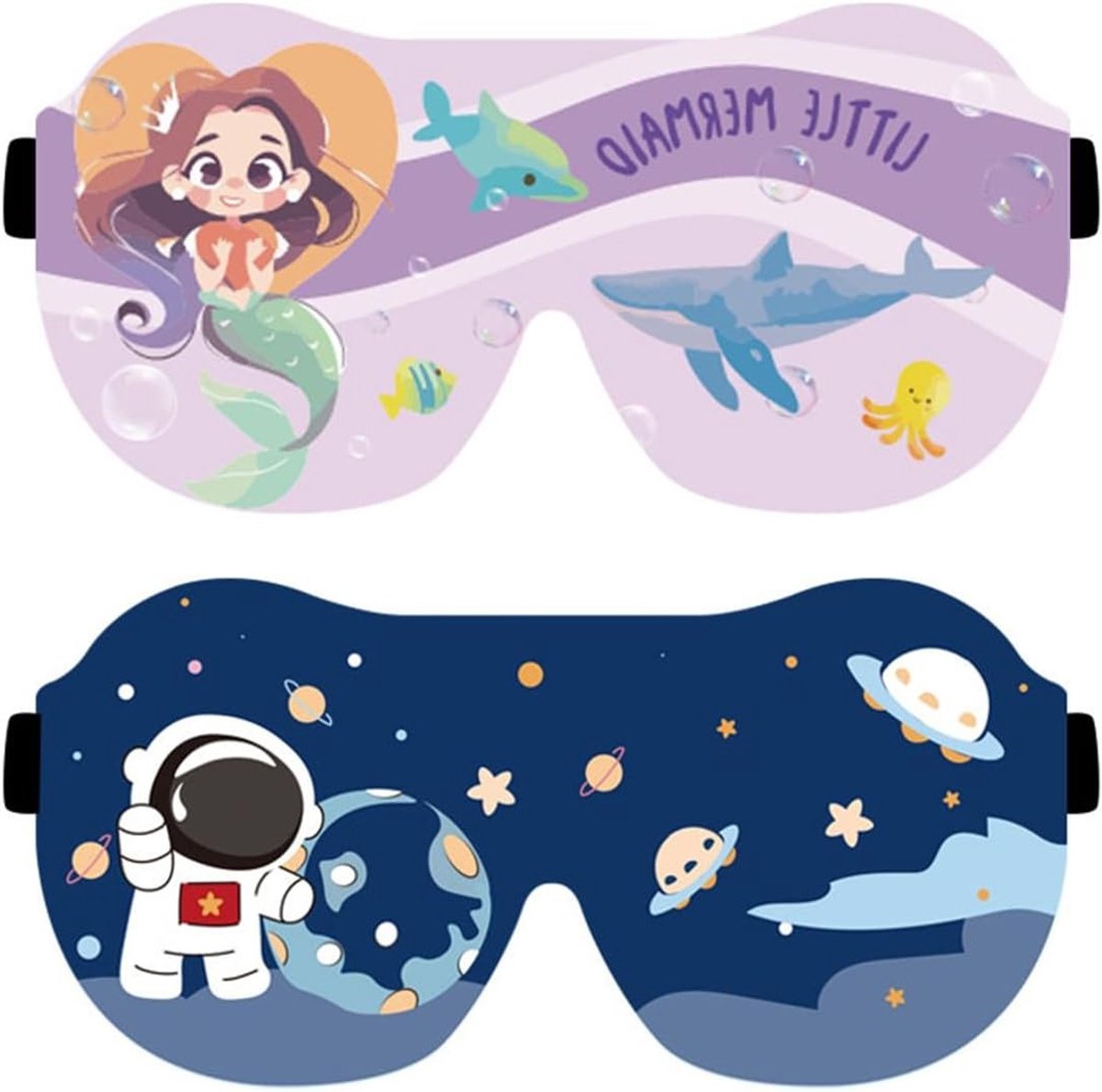 Slaapmaskers voor kinderen, 3D-slaapbril met verstelbare hoofdband, ideaal voor reizen, dutjes en kamperen, 2 stuks zacht en comfortabel
