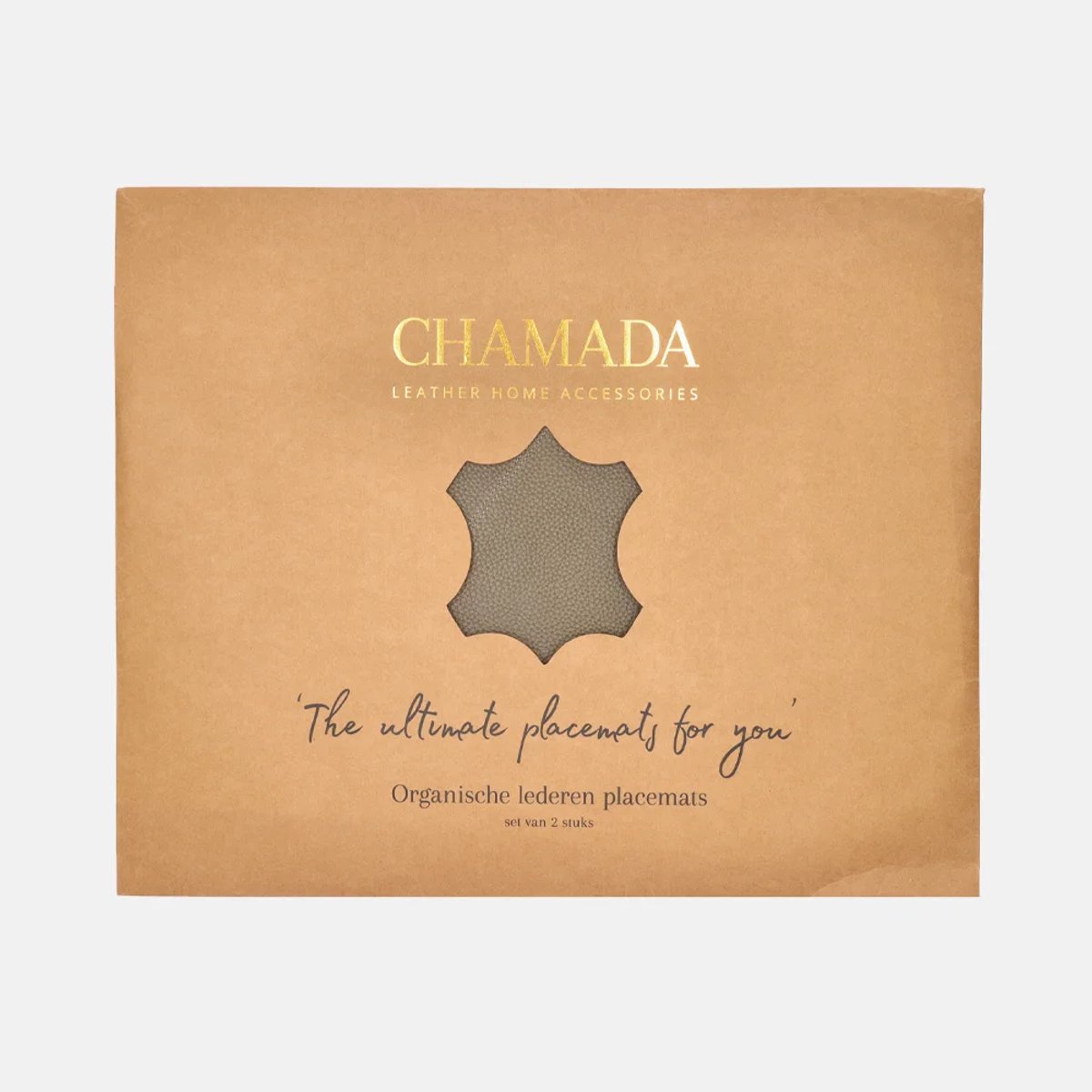 Chamada Lotte leren placemats organisch effen (2 stuks) taupe