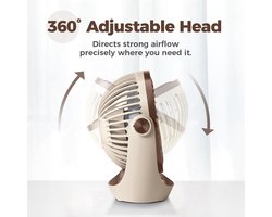 Solvix tafel ventilator geluidloos - USB Desk Fan - Zwart - Krachtige Luchtstroom - Stil in Gebruik - Voor Thuis en Kantoor
