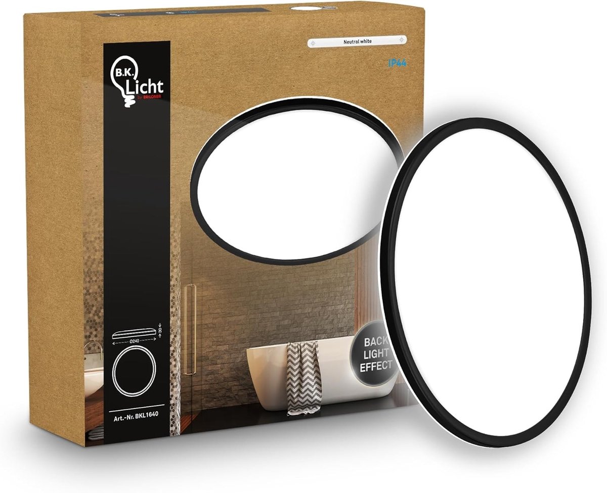 LED Paneel Plafondlamp - Zwart - Spatwaterdicht IP44 - Neutraal Wit Licht - Voor Woon- en Keukenruimtes