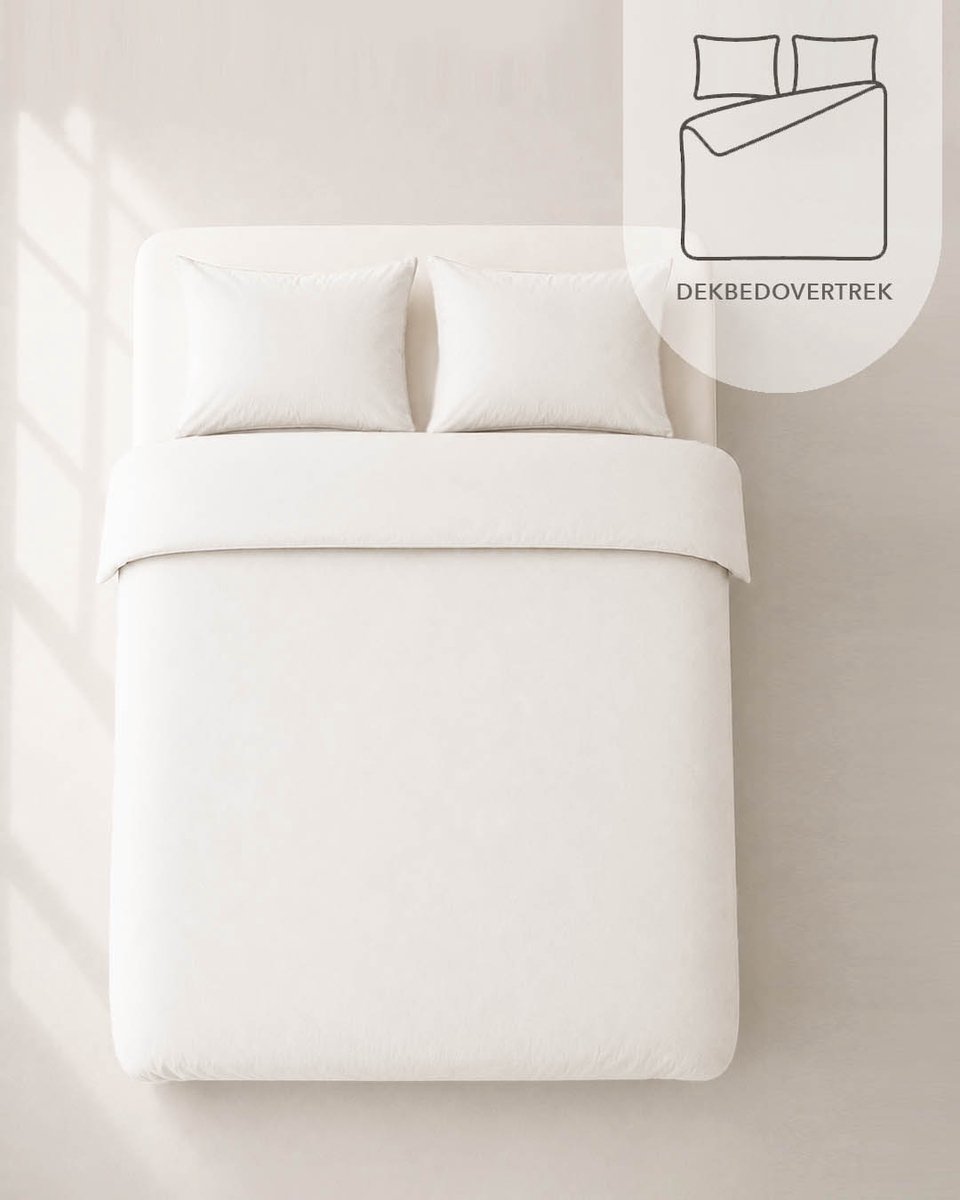 HOOMstyle Dekbedovertrek met kussenslopen - luxe micro Percale - dekbedovertrek - 200x240cm - 2 persoons - Cotton White