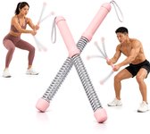 Set de corde de combat sans fil Rose - Corde de combat de résistance - Corde d'entraînement de fitness - Entraînement de force pour les bras et le tronc - Appareil de fitness HIIT avec sac de rangement