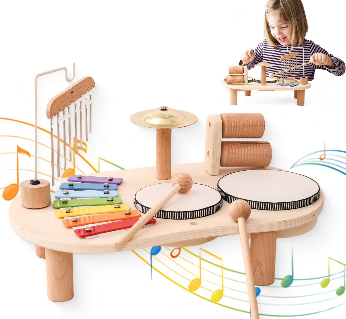 Speeltafel Baby - Muziektafel - Activiteiten tafel - Houten Speelgoed 1 jaar - Muziekinstrumenten - Speelgoedinstrument - Montessori - Educatief - Speeltafel voor kinderen - Speelgoed 1 jaar, 2 jaar en 3 jaar