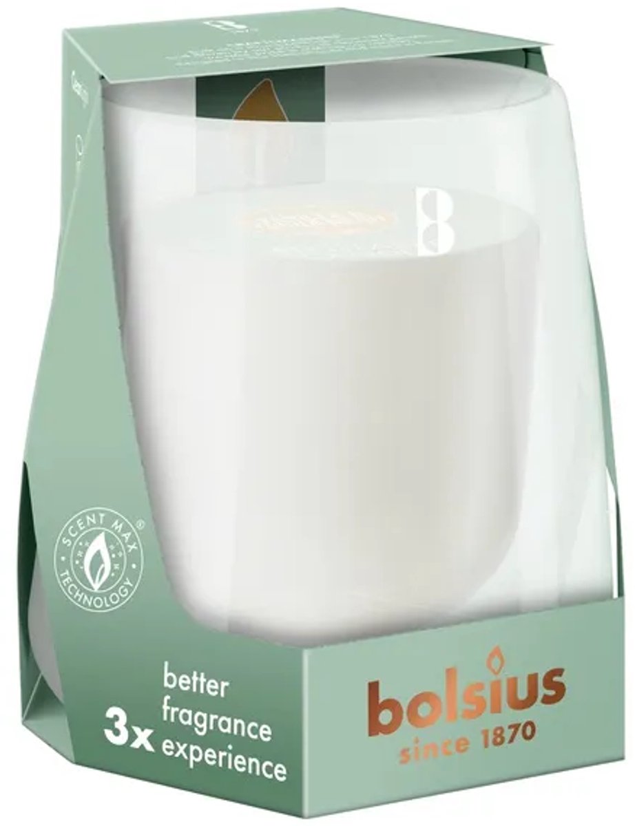 Bolsius CleanLight Starterkit Gardenia & Fig – Navulbare Geurkaars met Handgeblazen Glazen Houder – 4 Stuks Wit