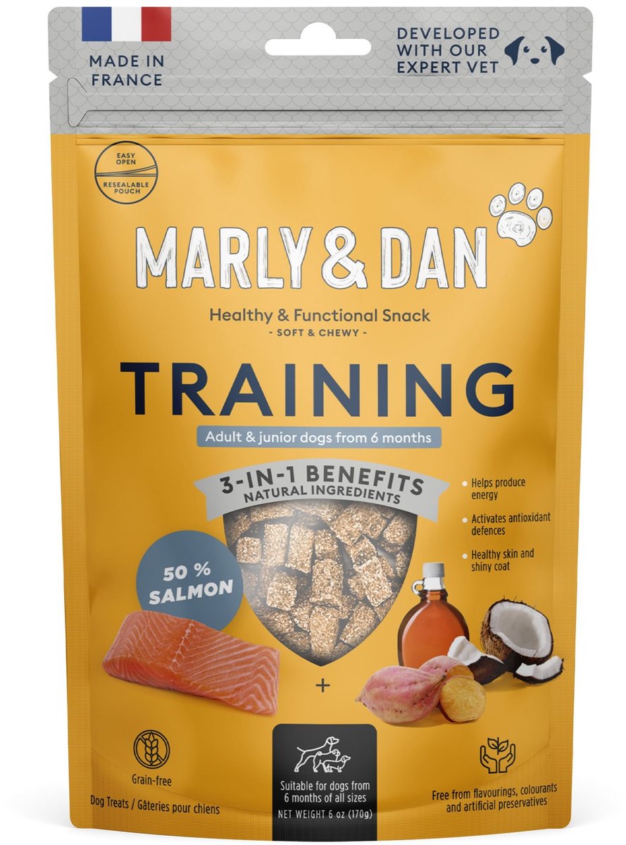 Marly & Dan Soft Bites Trainingssnoepjes voor honden 100g - Zalm, Zoete Aardappel & Kokosnoot