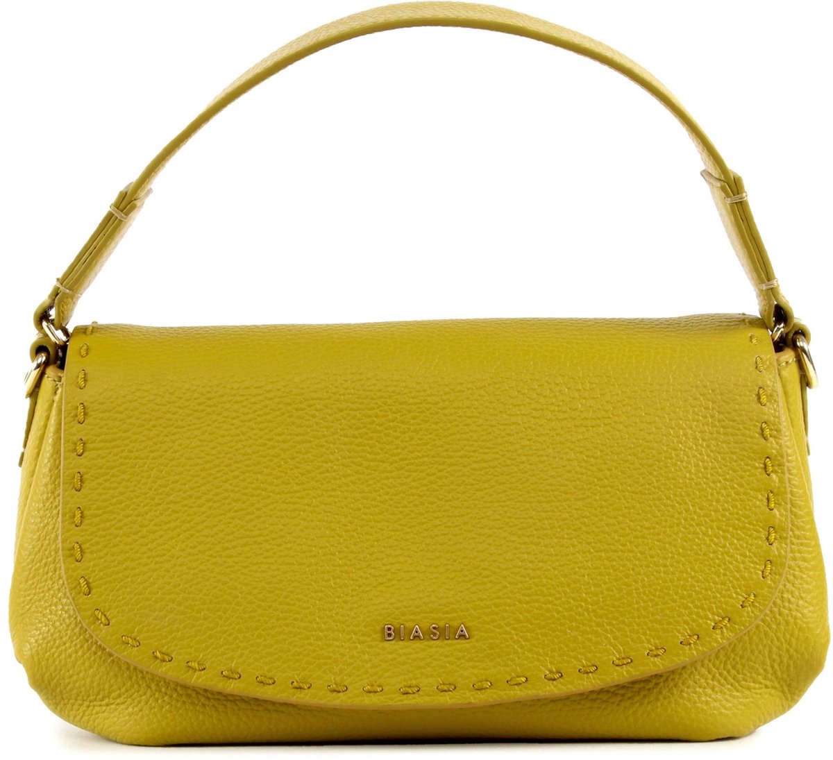 BIASIA Leren schoudertas Path Flap Bag Avocado mosterdgeel