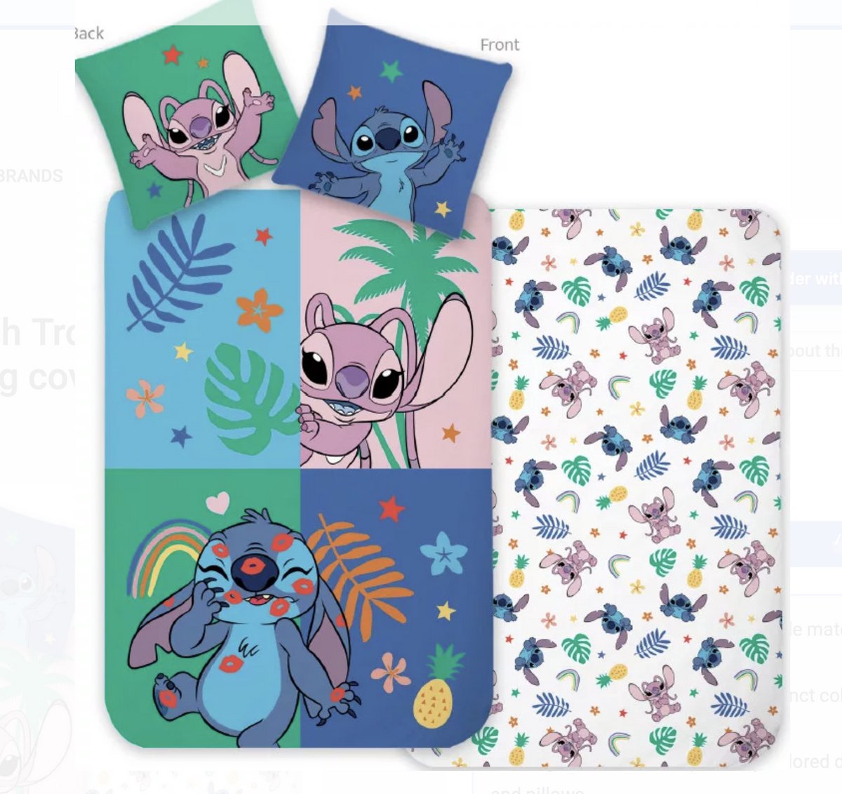 Disney Lilo & Stitch BABY / Peuter dekbedovertrek Heart - 100 x 135 cm / 40 x 60 cm - Katoen