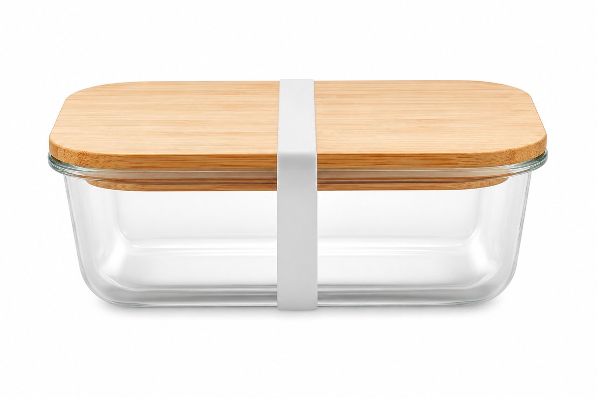 Glazen Lunchbox 800 ml met Bamboe Deksel – Herbruikbare Bento Lunchbox