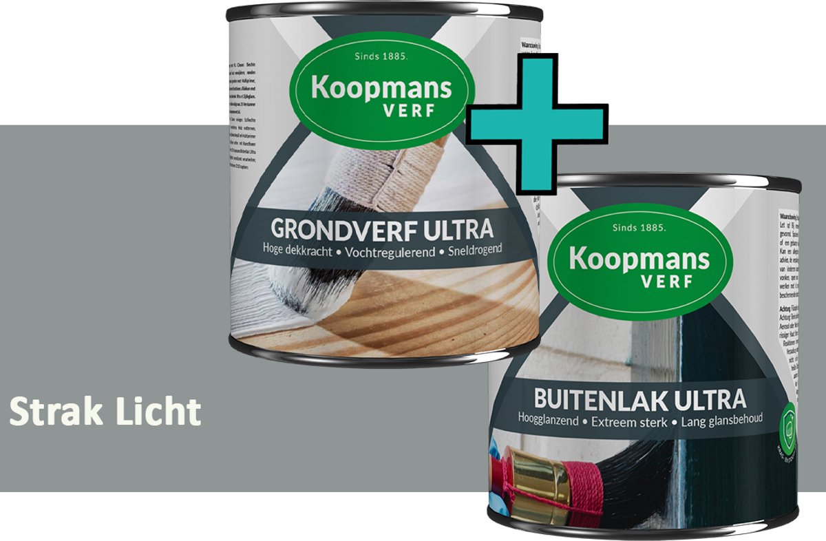 Koopmans Grondverf Ultra en Buitenlak Ultra - Grondverf Lakverf set - Buiten - Strak Licht – 2x - 2,5 l