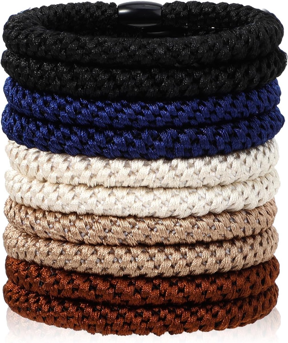 10 Gevlochten haarelastiekjes voor vrouwen en meisjes, elastisch en meerkleurig, ideaal voor dik en krullend haar