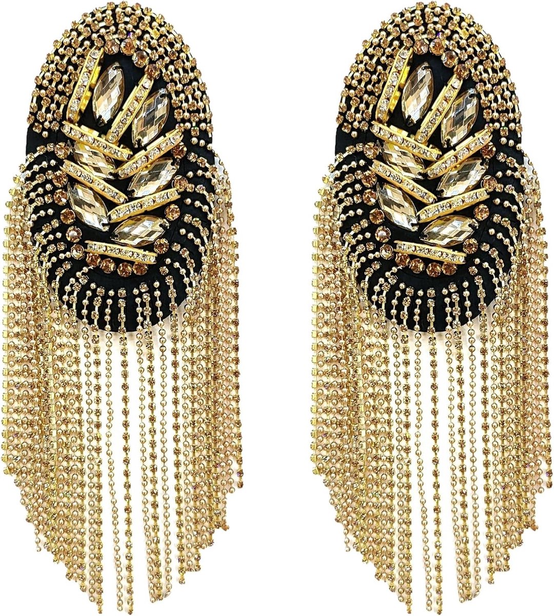 Punk Epaulettes Set van 2, Gouden Epaulettes met Kwastjes voor Militair Kostuum, Theatervoorstellingen en Uniformdecoratie
