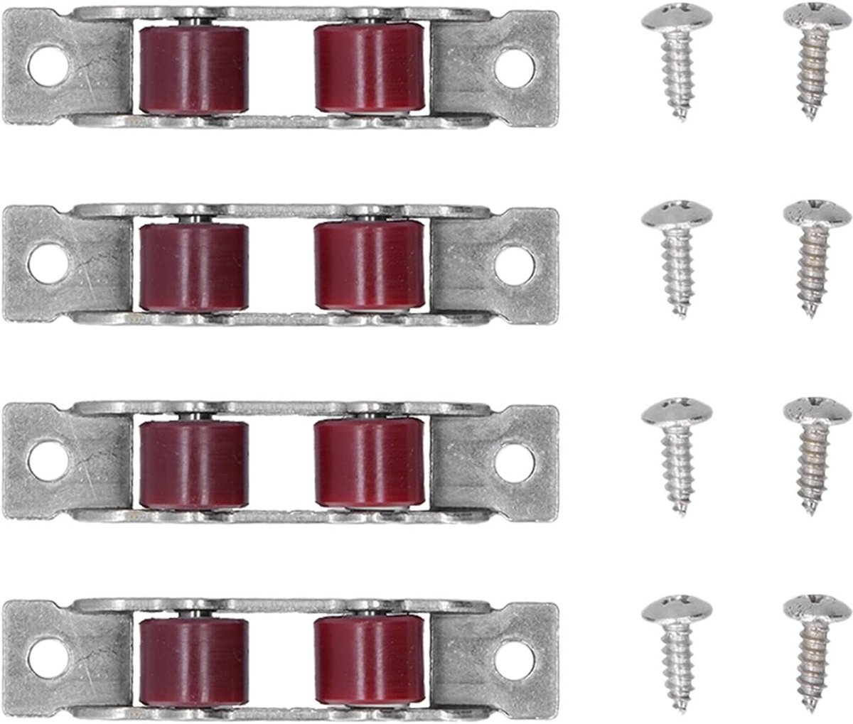Set van 4 Push Pull Raam Pulley met Schroeven voor Dubbelwiel Glijdende Ramen en Deuren, Ideaal voor Gemakkelijke Montage en Onderhoud
