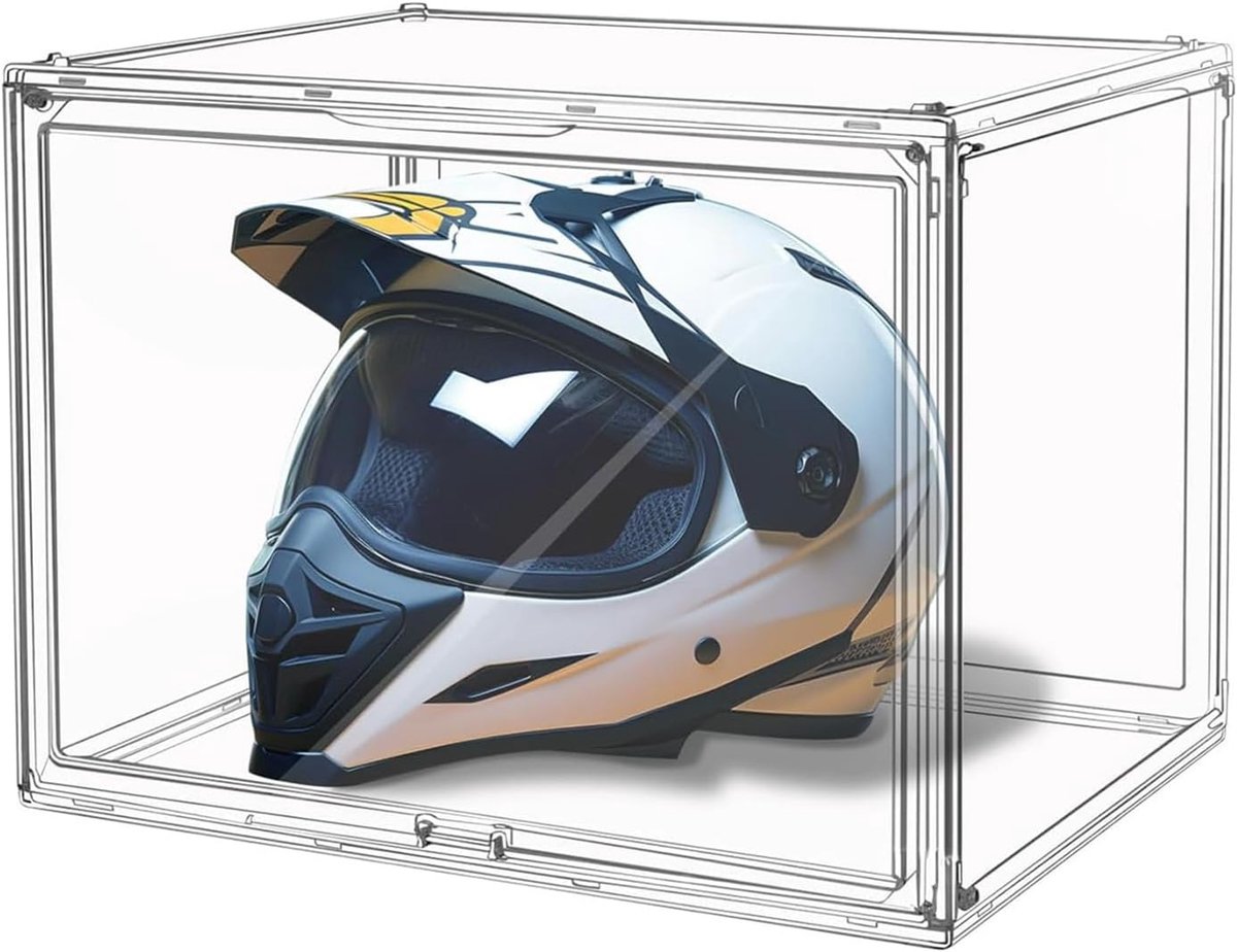 SnelShoppen - Stapelbare Display Case Voor Helm, Modelauto, Actiefiguren, Verzamelobjecten - Transparante Opbergdoos met Magnetische Deur - 1 Stuk (45