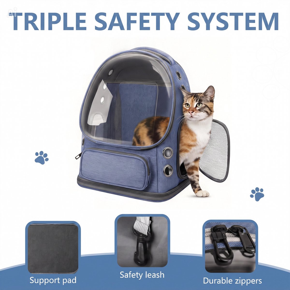Gadgetzan® Kattenrugzak met Transparant Kijkvenster – Ademend, Opvouwbaar, Krasbestendig en Ruim – Reistas voor Katten – Voor Reizen - Wandelen - Grijs