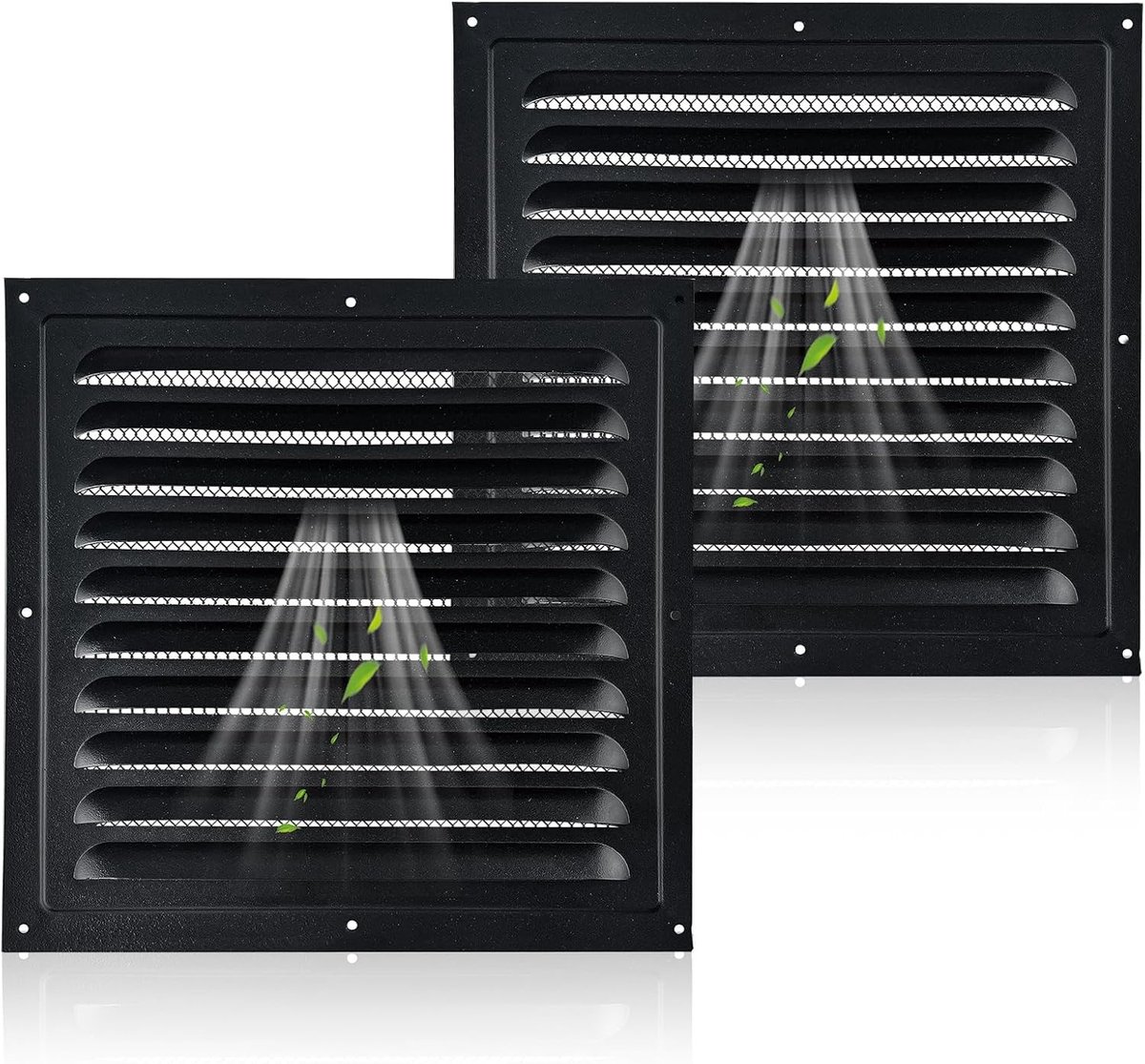 Zwarte aluminium ventilatieopeningen voor zolder, 10"x10", Canopy stijl, ideaal voor luchtcirculatie en ventilatie