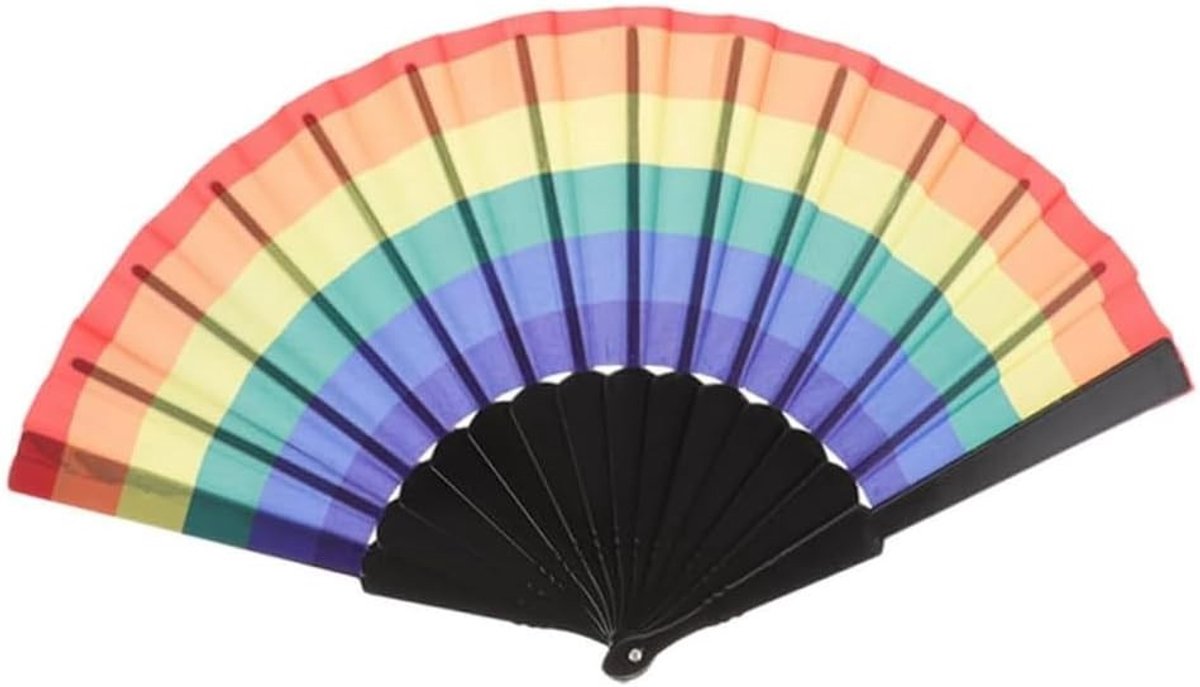 Kleurrijke Vouwbare Handfan voor Dansdecoraties en Feestjes - Regenboog Design, Lichtgewicht en Draagbaar
