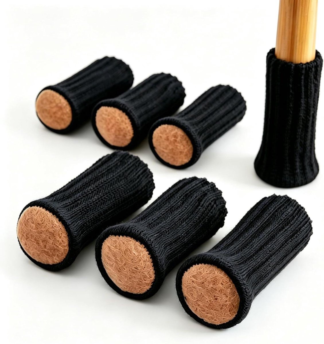Stoelpootsokken - Meubelbeschermers - Vloer Beschermen - Anti-slip vilt - 12 stuks - Zwart