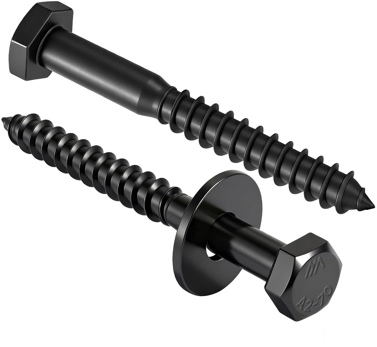 RVS Houtschroeven met Ringen 25 Stuks - M6 x 65 mm, Geschikt voor Tuinconstructie en Meubelmontage, Zwart en Roestvrijstaal