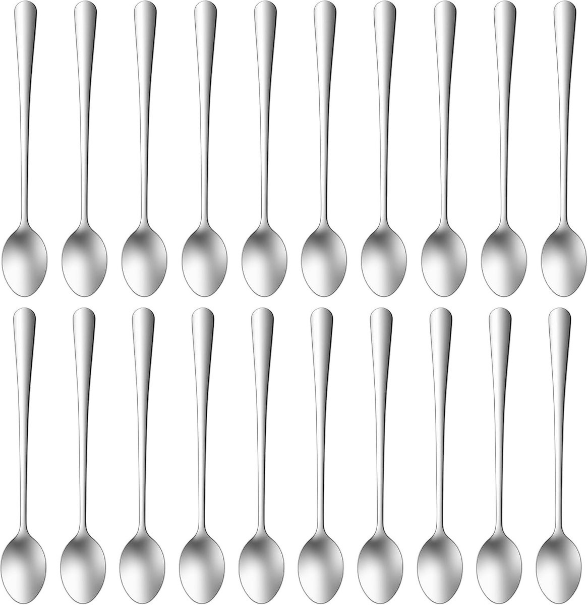 Set van 20 roestvrijstalen theelepels van 20 inch met lange steel voor koffie, ijsthee en cocktails