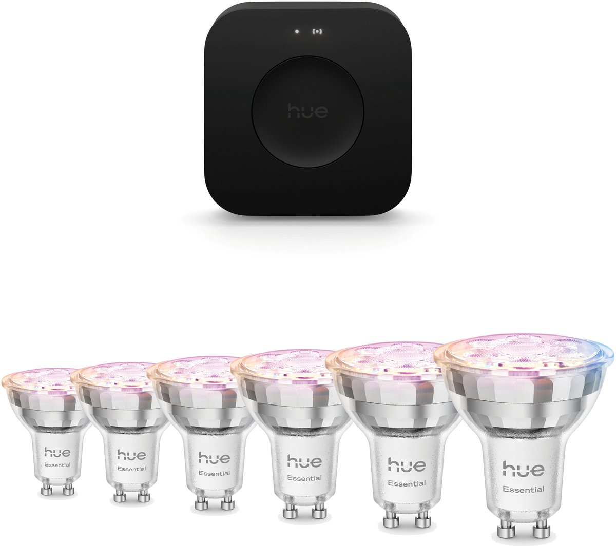 Philips Hue Starterspakket - GU10 - met 6 Spotjes - Wit en Gekleurd Licht - Incl. Hue Bridge Pro - Hue White an Color Ambiance Essentials