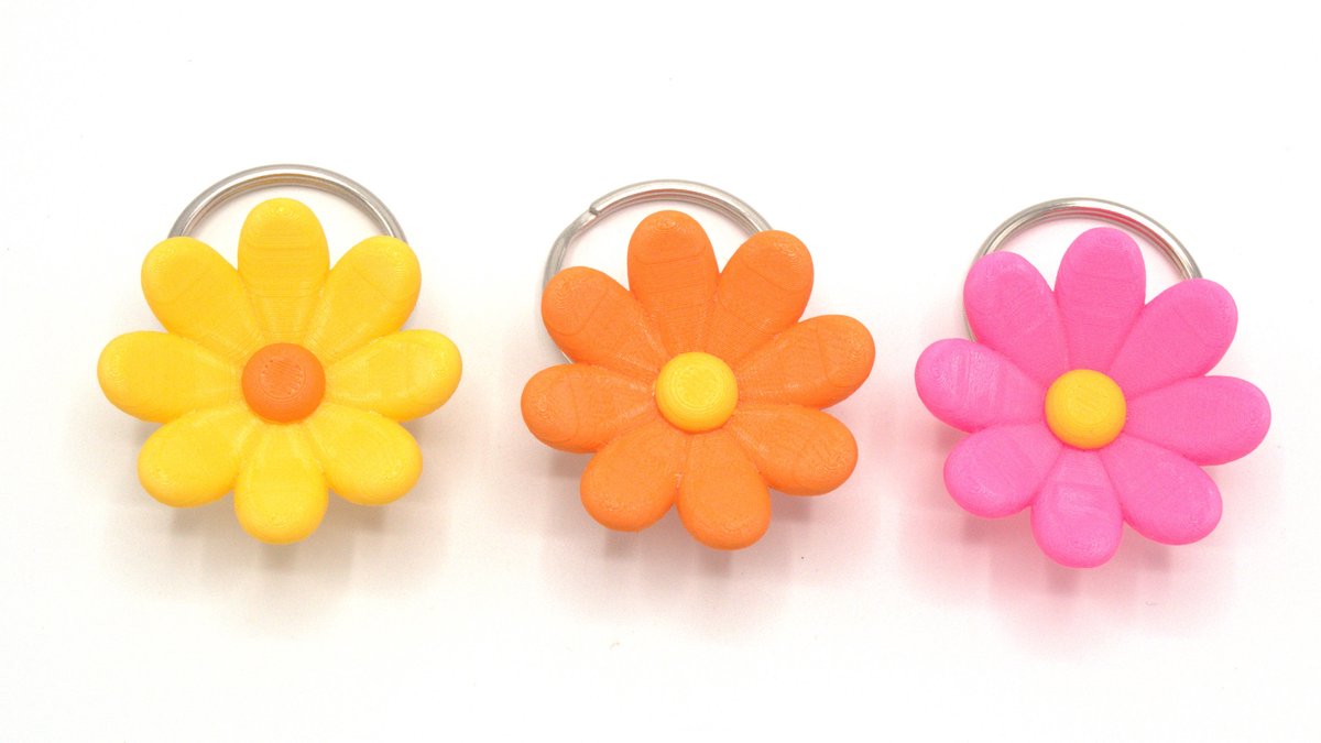 Madeliefjes Sleutelhanger Set (3 stuks) - Pink / Geel / Oranje - Vrolijke Bloemen Hangers voor Sleutels & Tassen