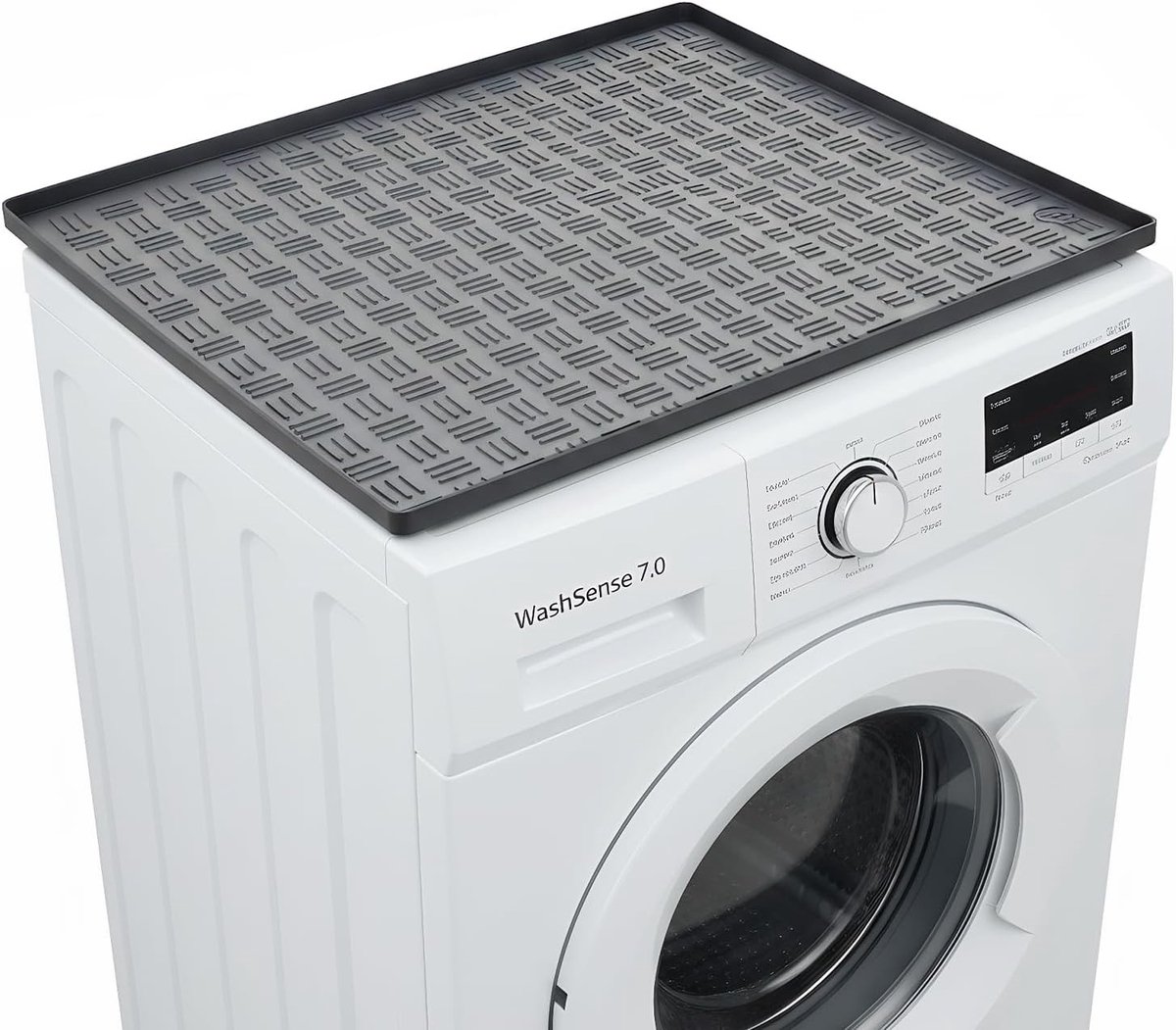 Antislip wasmachinemat met verhoogde randen voor optimale vloerbescherming in wasruimte, keuken en badkamer, 60 x 60 cm (grijs)