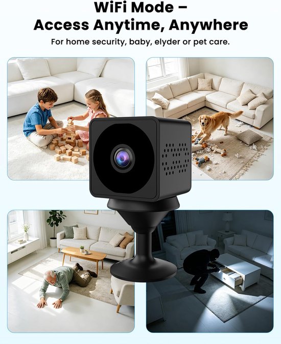 Mini Camera - Beveiligingscamera Spy - Huis Bewaken - 4K Ultra HD Nachtzicht - 150° Groothoek - Zwart — afbeelding 3
