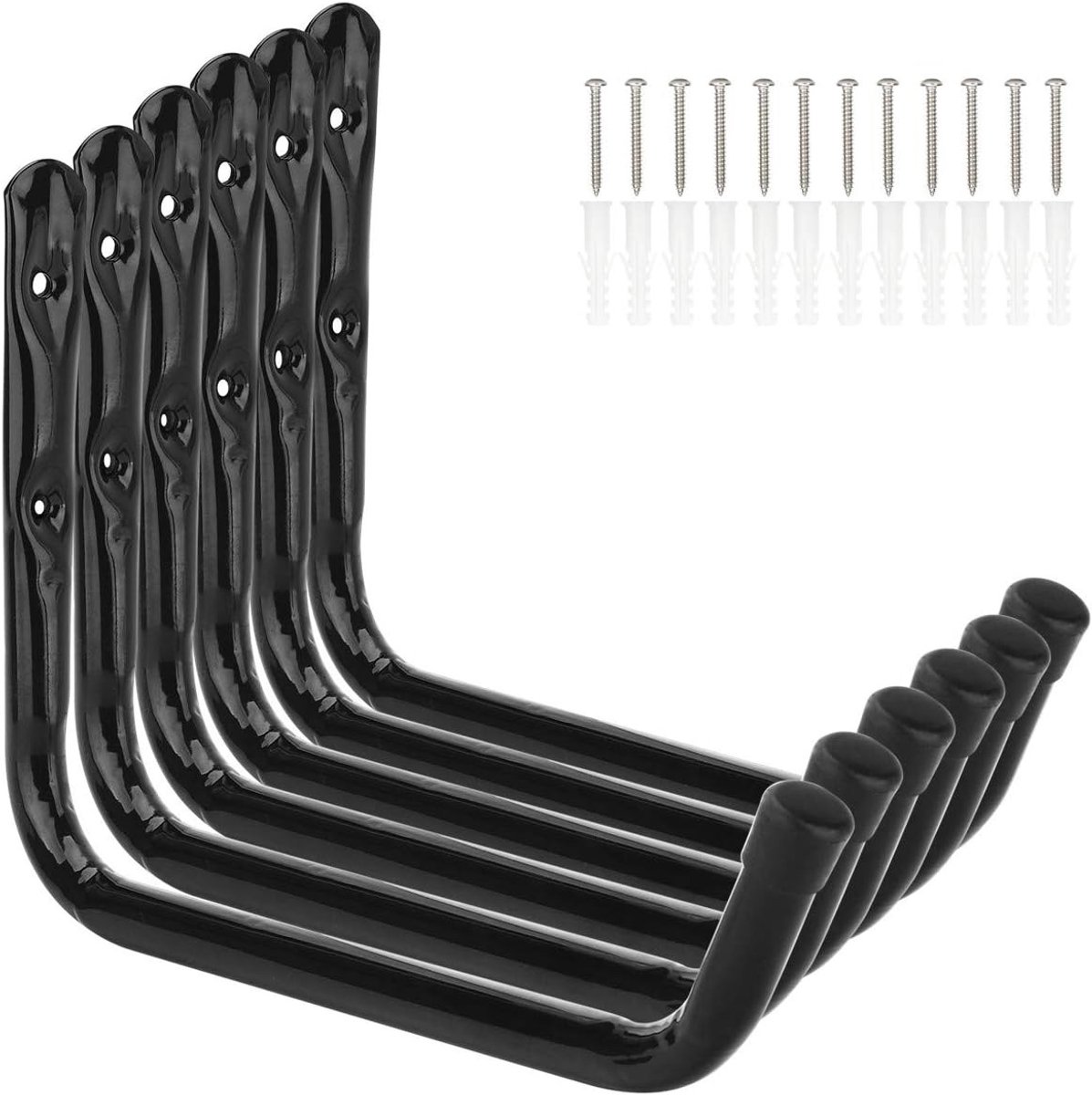 Robuuste Opslaghaken voor Wandmontage, Ideaal voor Ladder, Fiets en Tuingereedschap, Set van 6 Stuks (18 cm x 28 cm)