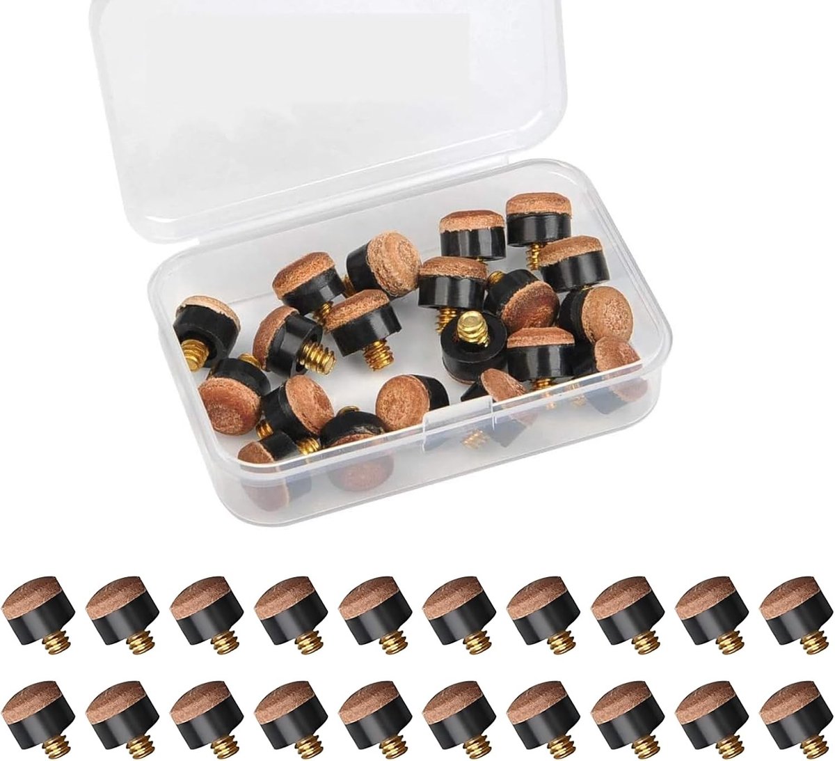 20 Stuks Billiard Cue Einden, 10 mm Schroefbare Billiard Caps van Messing en Leer voor Poolspel