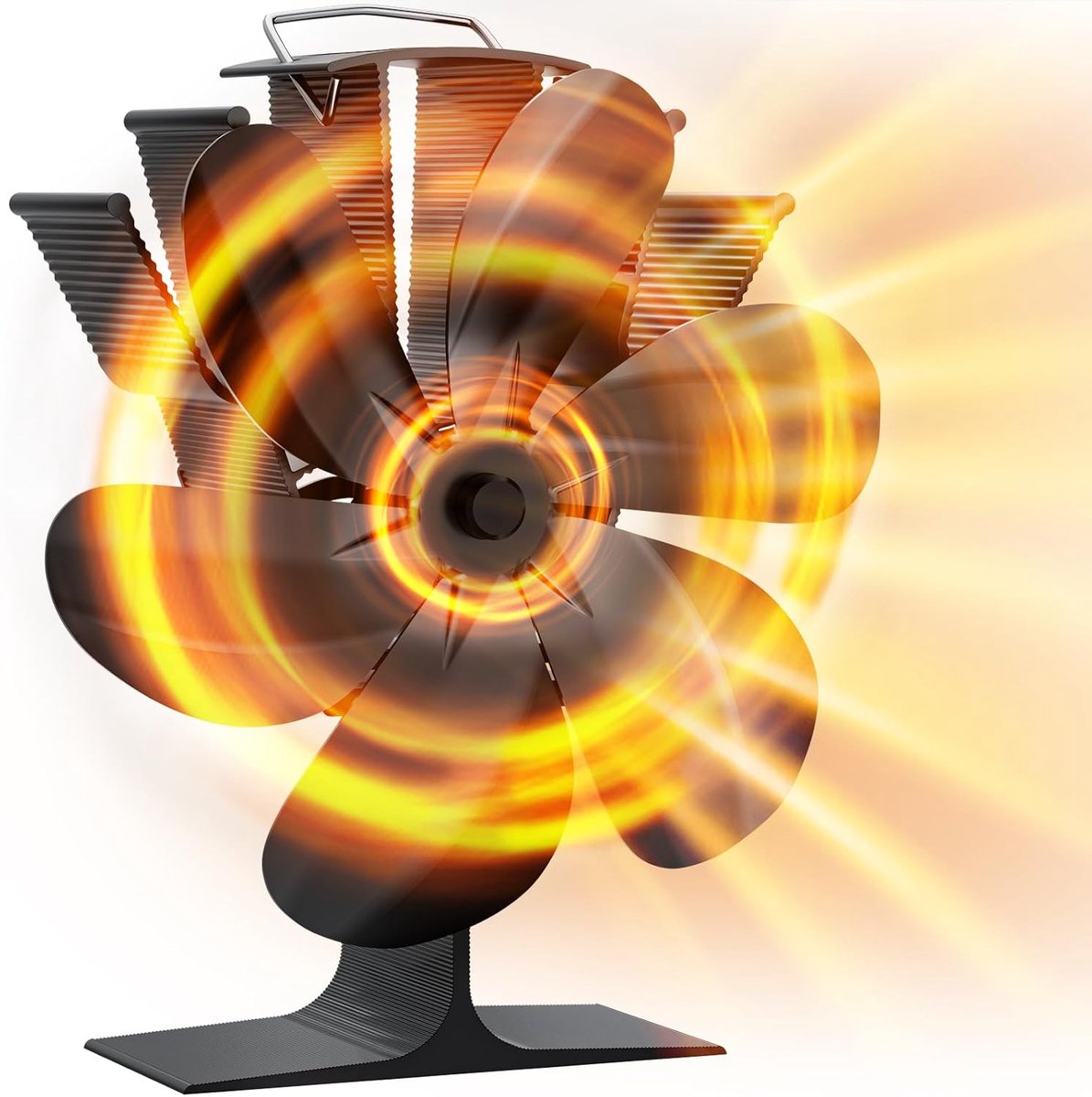 SnelShoppen - Heat Powered Stove Fan met 6 Bladen voor Houtkachels | Energiezuinige Warmtecirculatie zonder Elektriciteit voor Woonkamers en Gashaarde