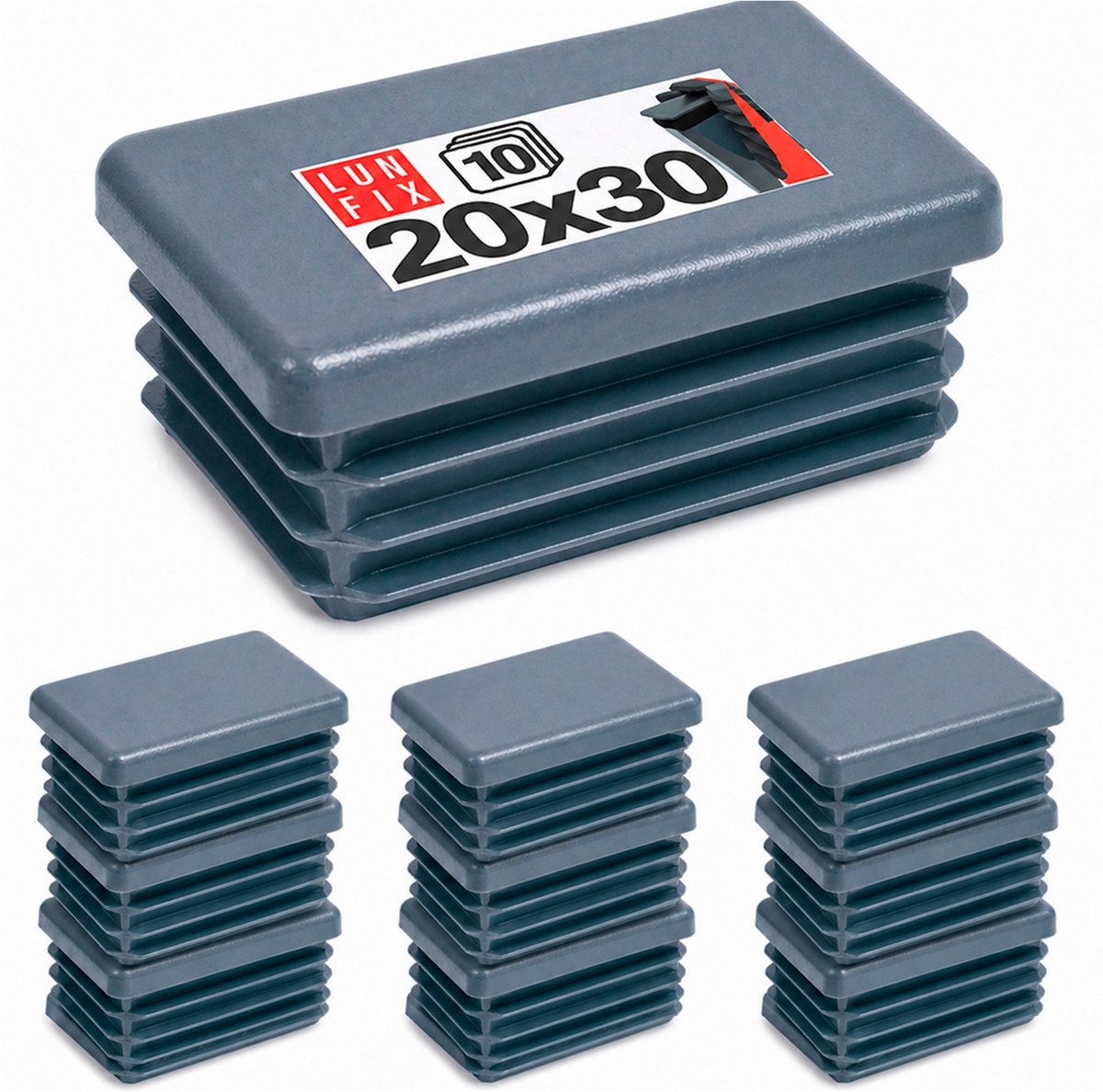 LUN FIX - Kunststof lamellenstoppen - 20x30 mm - 10 stuks - antraciet - buisstoppen