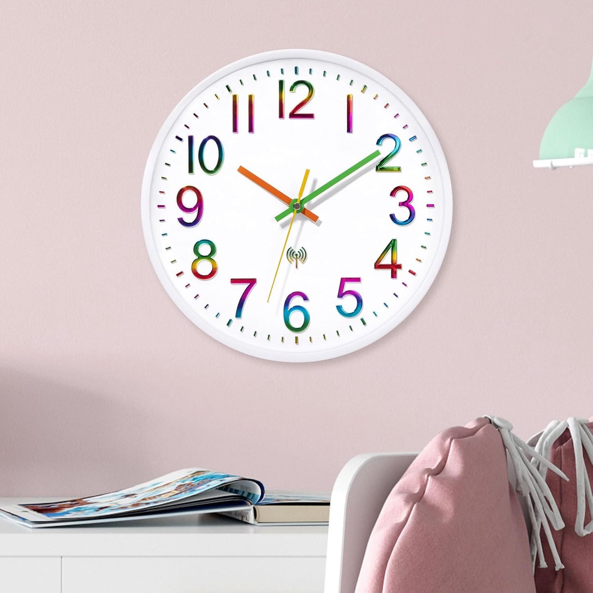 SnelShoppen - ACCSHINE Wandklok voor Kinderen - Radio-gestuurd, Geruisloos, 30 cm, Groot en Makkelijk te Lezen - Perfect voor Kinderkamer en Thuis - K
