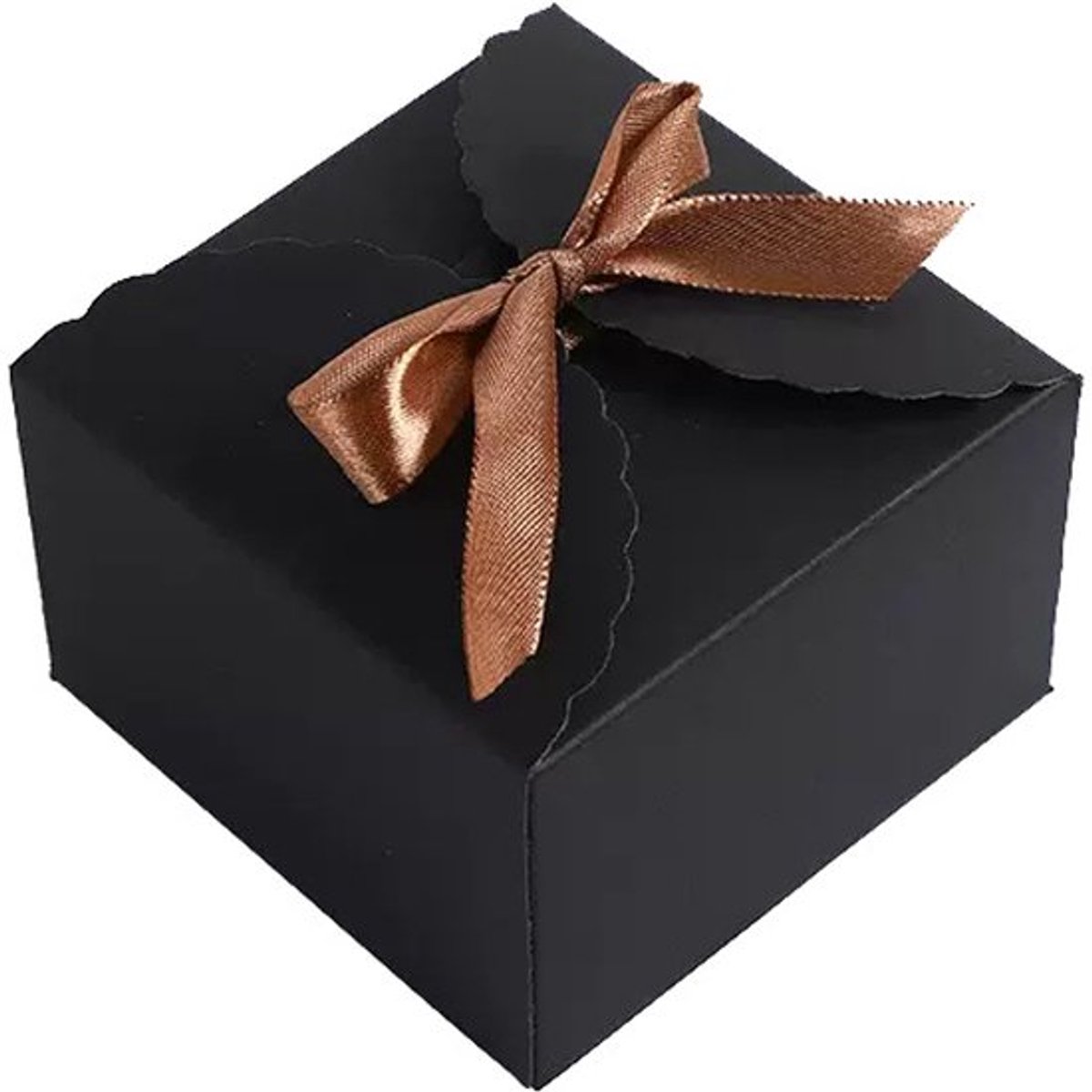 Cadeauverpakking met 20 stuks en lint, 12 x 12 x 9 cm, geschikt voor Valentijnsdag, het vragen van bruidsmeisjes, bruiloften, het inpakken van cadeaus voor de feestdagen, het versieren van chocoladecupcakes, enz. (zwart)