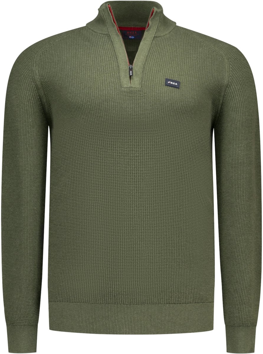 New Zealand Auckland Trui Pullover Half Zip 26gn491 Scouting Green Melange Mannen Maat - 3XL
