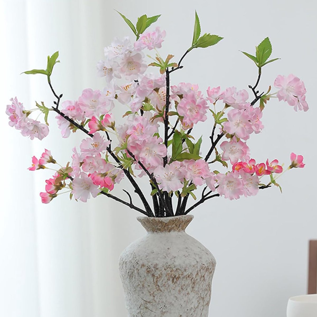 Kunstbloemen Kersenbloesem 6 stuks - Kunstmatige Sakura takken - Korte stelen voor bloemschikken - Zijden bloemen voor thuis decoratie - Lente decoratie - Lichtroze
