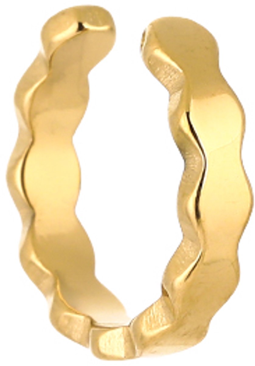 1 Stuk Stainless Steel Scalloped Geo Earcuff – Luxe Earcuff – RVS - Goud