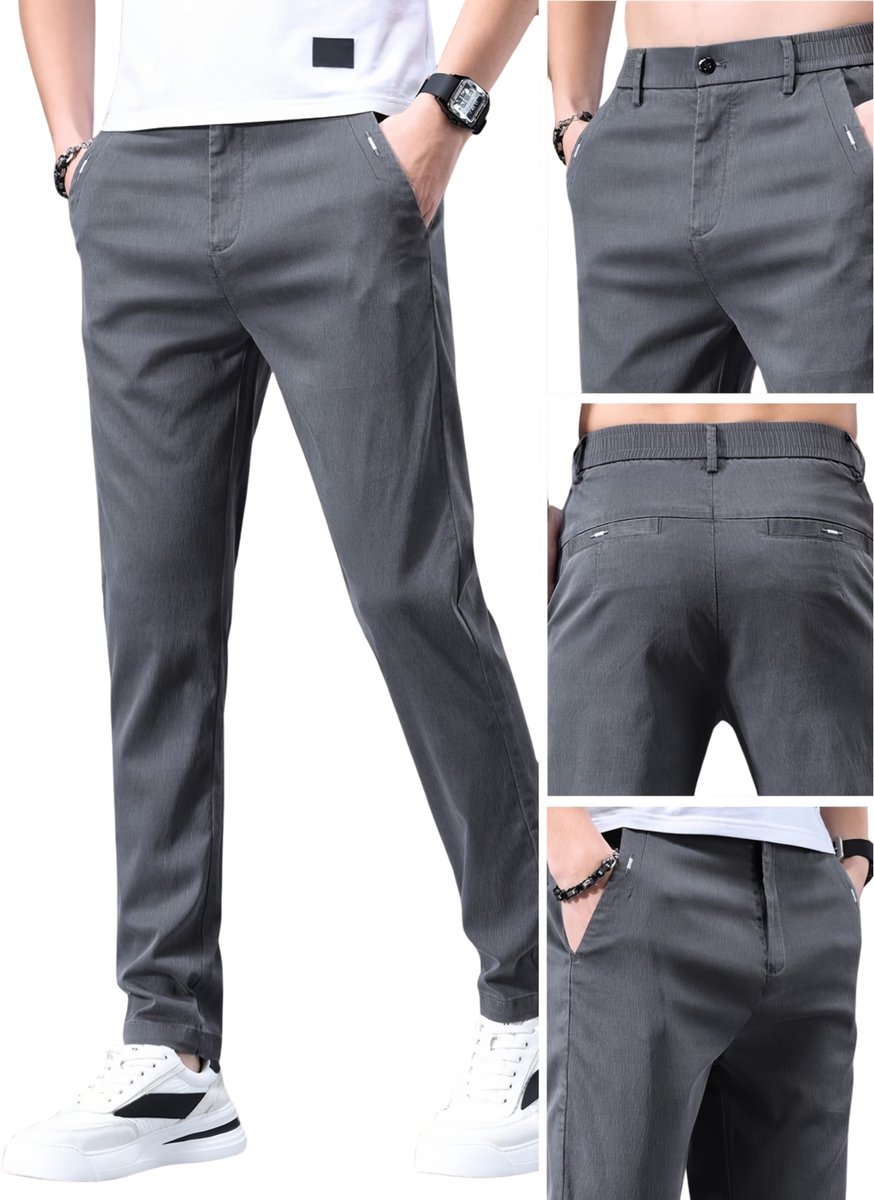 Currero Pantalon Heren Chino Regular Fit Golfbroek Nette Broek Met Elastische Tailleband Volwassenen Donkergrijs XXXL