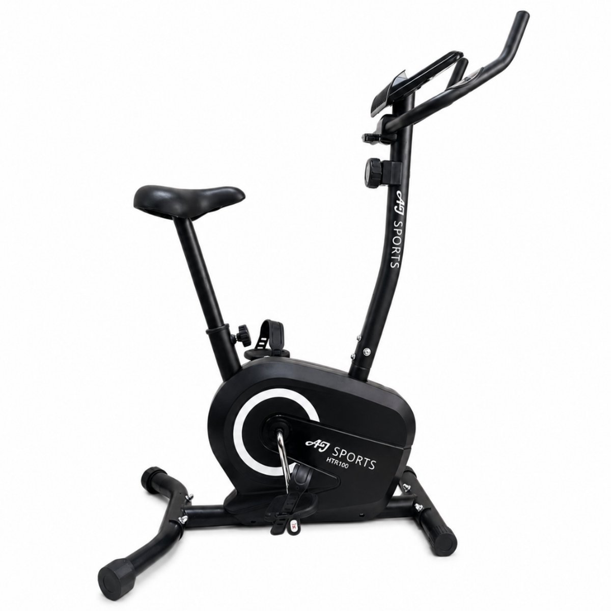 AJ-Sports Hometrainer HTR100 – Magnetische Fitnessfiets met 8 Weerstandsniveaus – Verstelbaar Zadel – Hartslagmeter – Tablethouder – Max. 110 kg