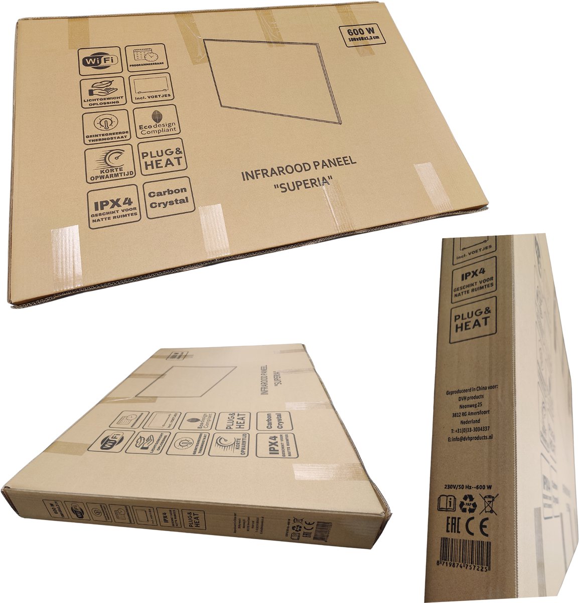 VH Infrarood paneel Superia - 60 x 100 cm - 600W - Verplaatsbaar op wieltjes - Wifi functie - Thermostaat - Incl. afstandsbediening – foto 6