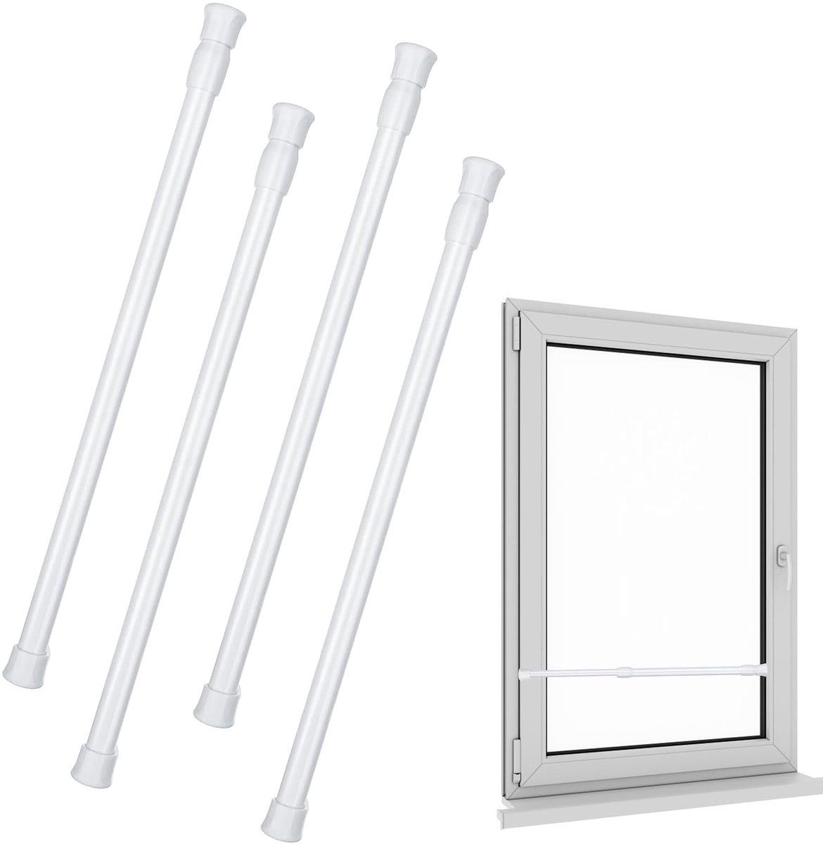 SnelShoppen - 4 stuks raambeveiligingsstangen 40-70 cm - Instelbare inbraakbeveiliging voor ramen en deuren - Duurzame deurbeveiliging voor optimale v