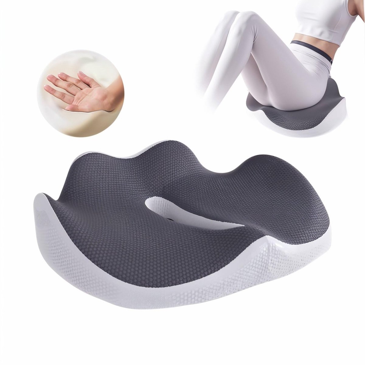 Zitkussen Orthopedisch - Wigkussen van Traagschuim voor Auto en Stoel - Ergonomisch Zitkussen voor Kantoor - 45cm