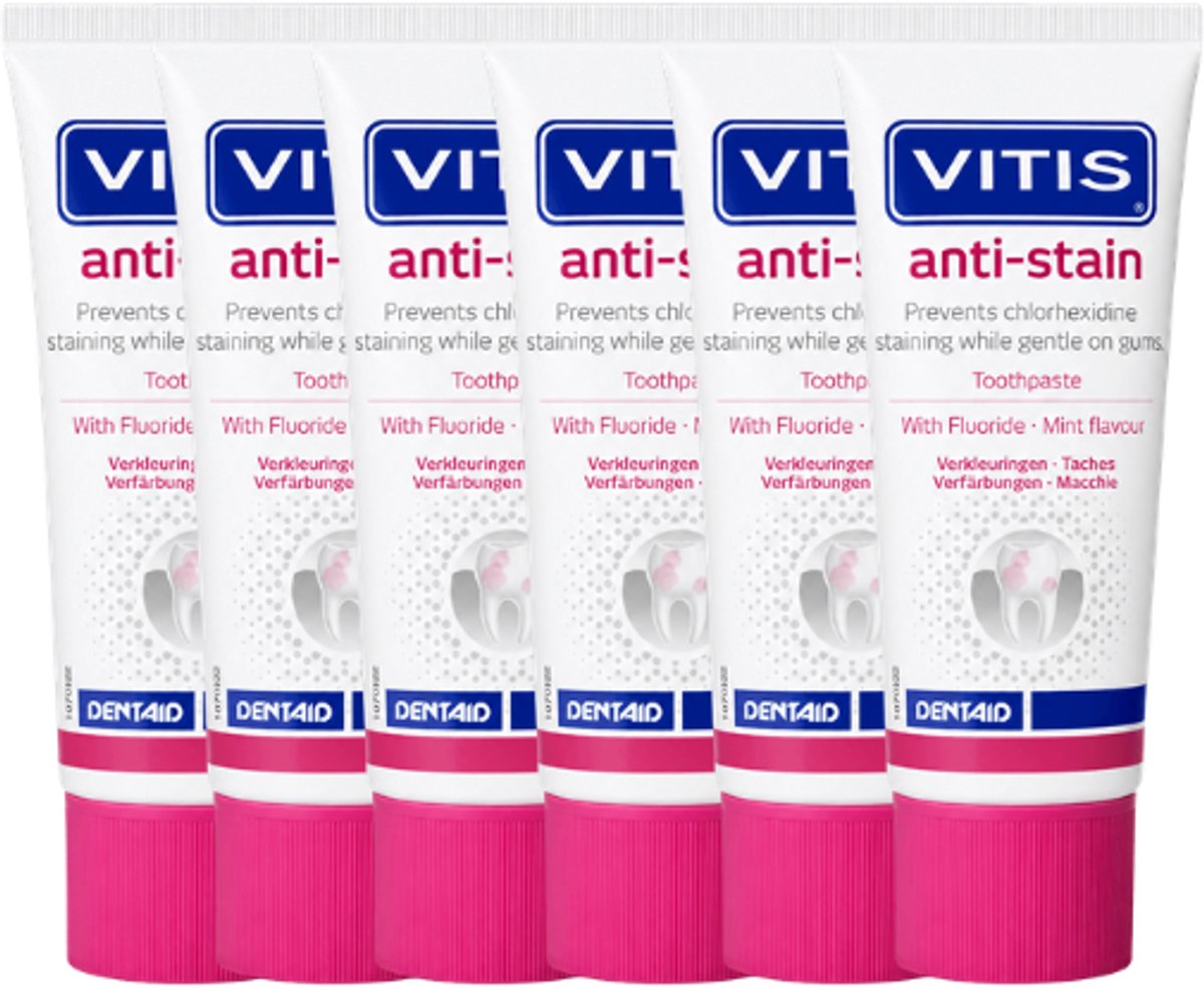 Vitis Tandpasta Anti-Stain - 6 x 50 ml - Voordeelverpakking
