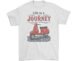 Vintage Vespa Scooter T-Shirt - 'Life is a Journey' Design - Cadeau voor Reizigers & Liefhebbers - Unisex
