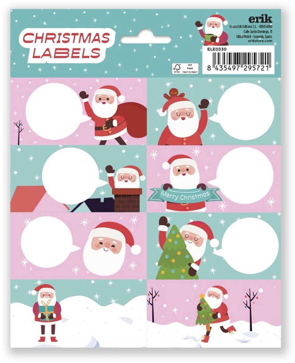 Grupo Erik - Christmas Santa Claus 3 Stickers Zelfklevende etiketten - Multicolours