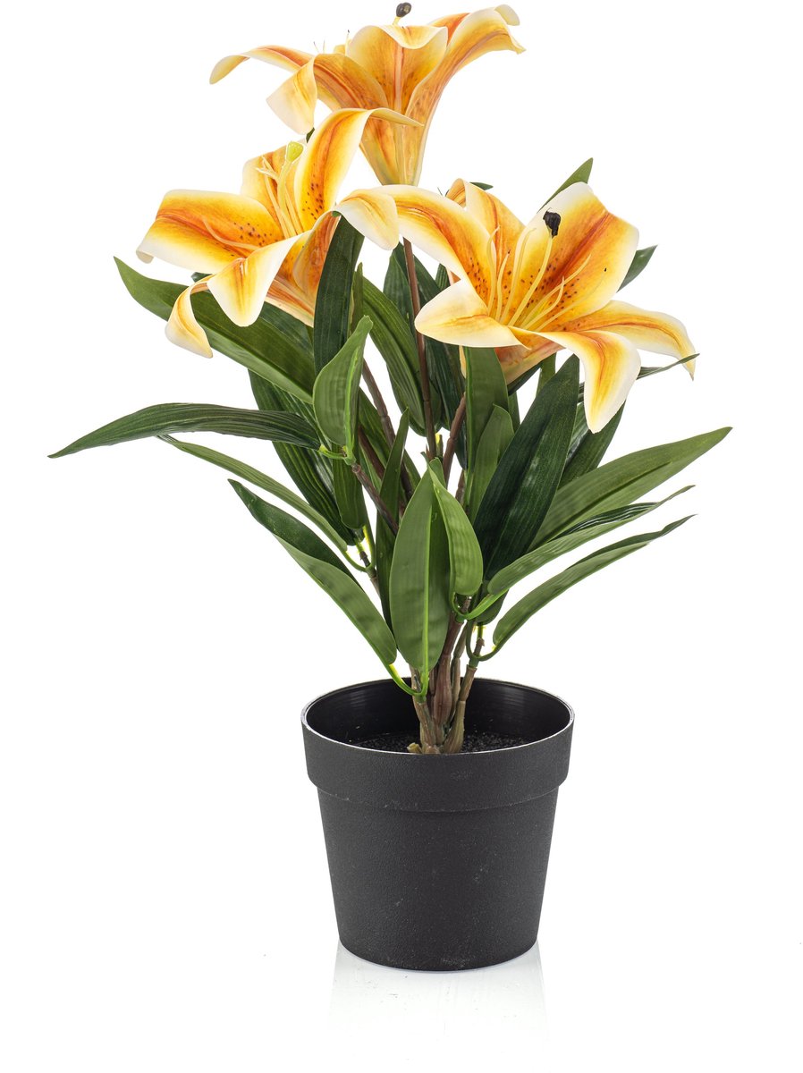 Emerald Kunstplant Lelie in pot geel 33cm - Kunstplant voor binnen