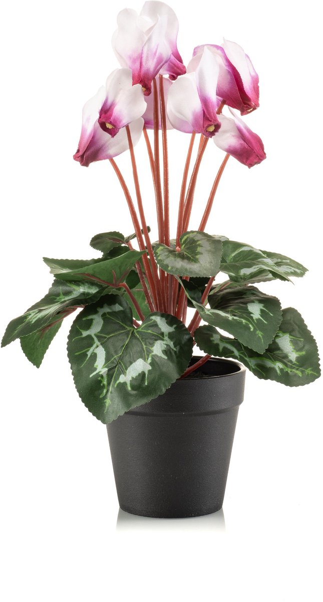Emerald Kunstplant Cyclamen in pot 30cm wit/beauty - Kunstplant voor binnen