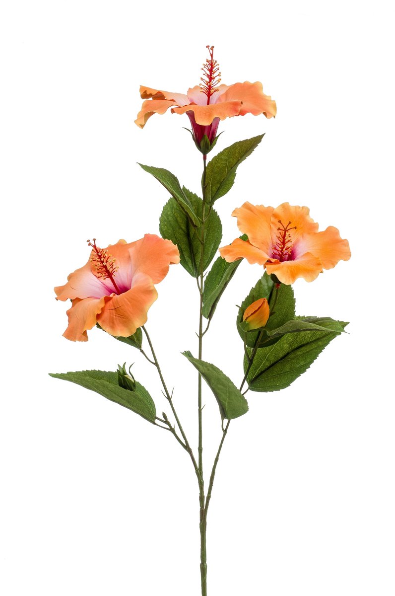 Emerald Kunstbloem Hibiscus 82cm licht oranje - Kunstplant voor binnen