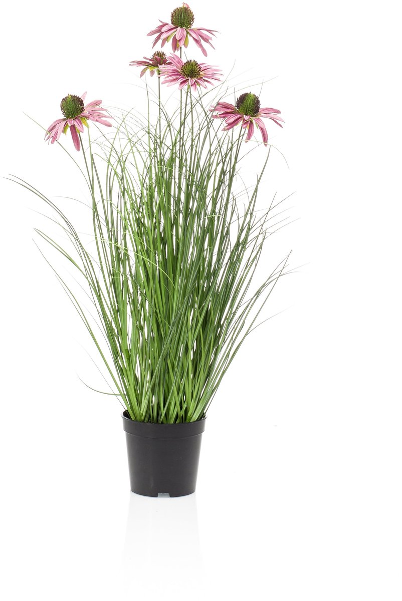 Emerald Kunstplant Rudbeckia Gras in pot paars 60cm - Kunstplant voor binnen