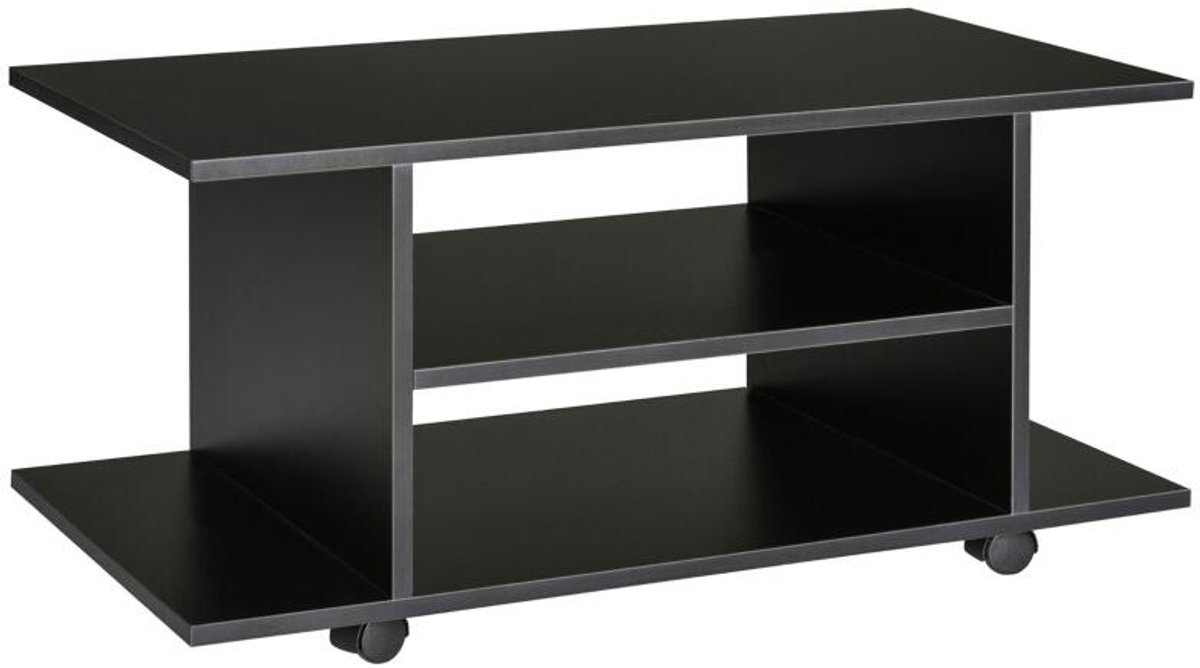 1 stuk - TV-kast met draaiende wielen - Houten TV-bank met planken - TV-houder voor maximaal 42-inch TV's - Voor woonkamer, slaapkamer en kantoor - 80 x 40 x 40 cm - Zwart
