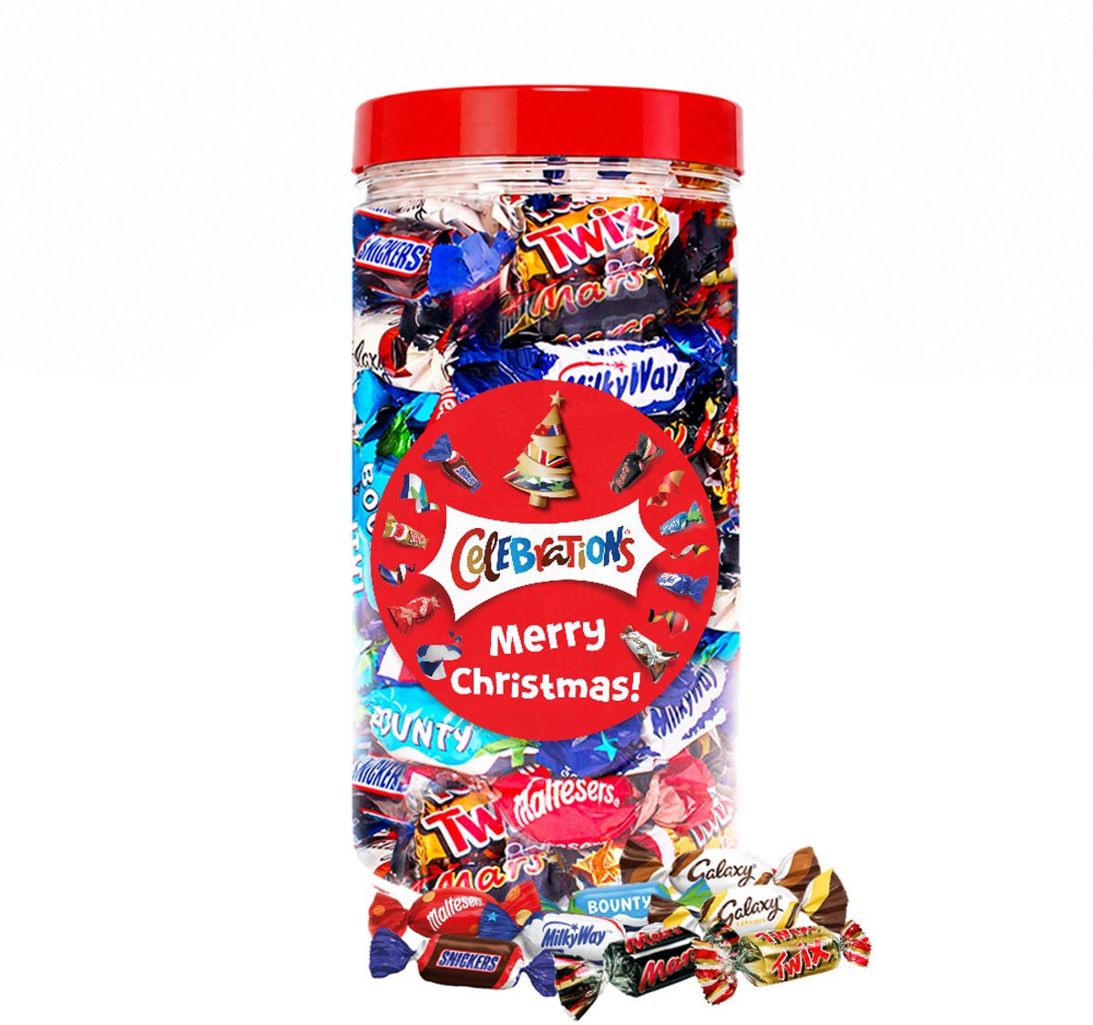 Mars Celebrations chocolade voor Kerst "Merry Christmas!" - Twix, Snickers, Mars, Bounty, MilkyWay, Galaxy & Maltesers - 580g